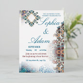 Elegant Moroccan Tile Wedding Invitation Folieneinladung (Stehend vorne)