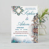 Elegant Moroccan Tile Wedding Invitation Folieneinladung (Stehend vorne)