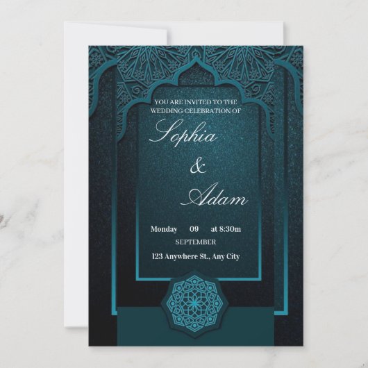 Elegant Moroccan Wedding Invitation Einladung (Vorderseite)