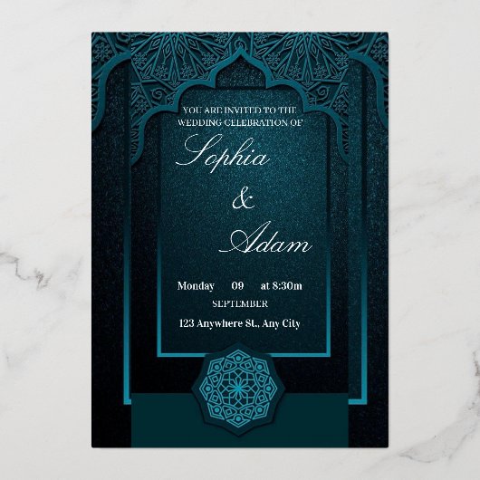 Elegant Moroccan Wedding Invitation Folieneinladung (Vorderseite)
