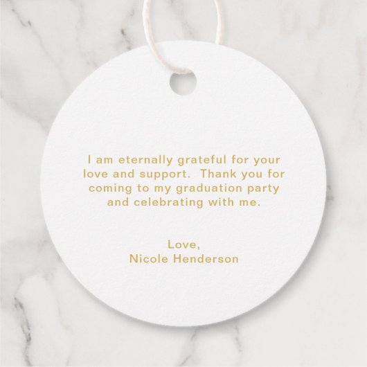 Elegant Mortar Board Vielen Dank Gold Abschluss Geschenkanhänger (Rückseite)