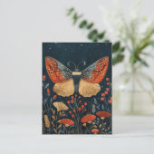 Elegant Moth Autumn Foliage Navy Blue Christmas Postkarte (Stehend Vorderseite)