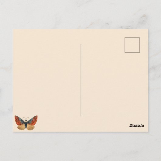 Elegant Moth Autumn Foliage Navy Blue Christmas  Postkarte (Rückseite)