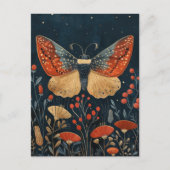 Elegant Moth Autumn Foliage Navy Blue Christmas Postkarte (Vorderseite)