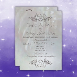 Elegant Mother-of-Pearl Lilac/Gray Wedding Einladung