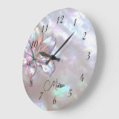 Elegant Mother-of-Pearl Lily Große Wanduhr (Winkel)