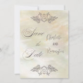 Elegant Mother-of-Pearl Peach Save the Date Einladung (Vorderseite)