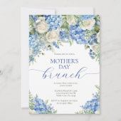 Elegant Mother's Day Brunch Blue Hydrangea Flowers Einladung (Vorderseite)