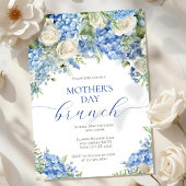 Elegant Mother's Day Brunch Blue Hydrangea Flowers Einladung