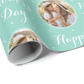 Elegant Mother's Day Custom Photo Mint Green Geschenkpapier (Rolleneckpunkt)