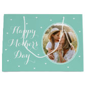 Elegant Mother's Day Custom Photos Mint White Große Geschenktüte (Vorderseite)
