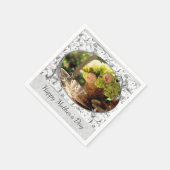 Elegant Mother's Day Gray Floral Paper Napkin Serviette (Ecke)