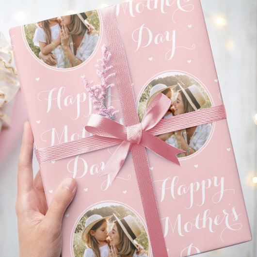 Elegant Mother's Day Personalized Photo Pink Geschenkpapier