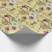 Elegant Mother's Day Queen Bee Yellow Floral Geschenkpapier (Ecke)