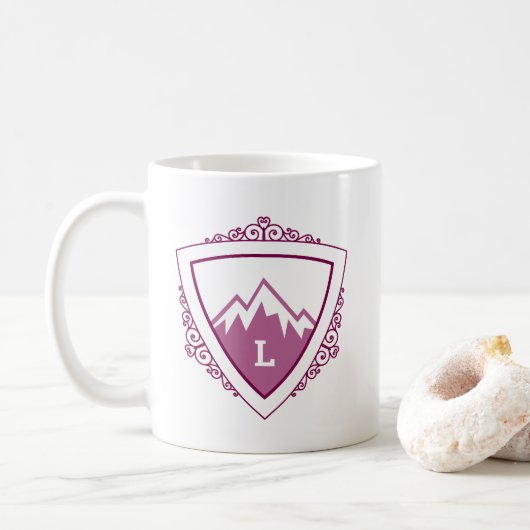 Elegant Mountain Crest Monogram Kaffeetasse (Mit Donut)
