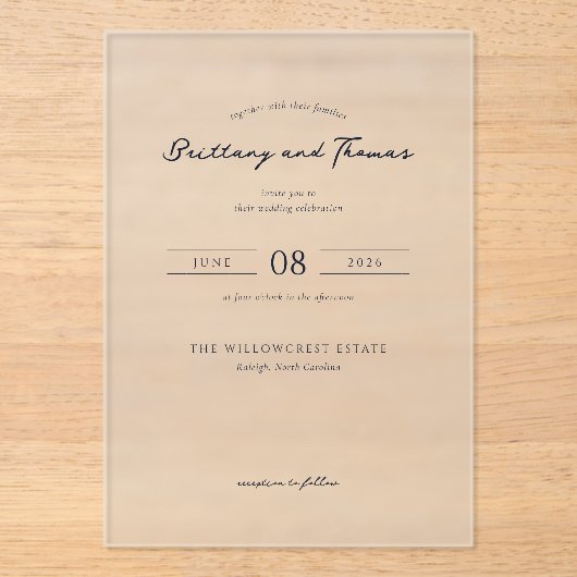 Elegant Mountain Wedding Invitation Acryleinladungen (Vorderseite)