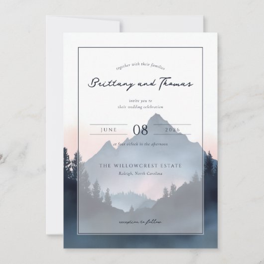 Elegant Mountain Wedding Invitation Einladung (Vorderseite)