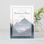 Elegant Mountain Wedding Invitation Einladung (Stehend Vorderseite)