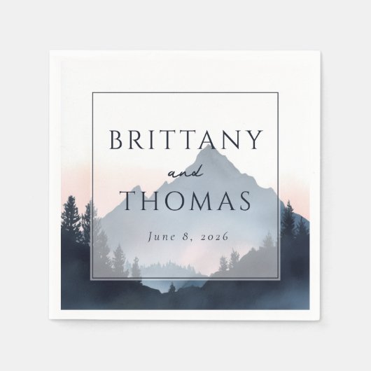 Elegant Mountain Wedding Invitation Serviette (Vorderseite)
