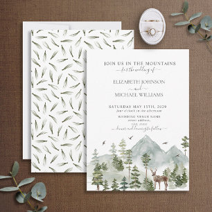 Elegant Mountain Woodland Forest Animals Wedding Einladung