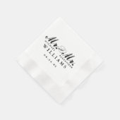 Elegant Mr. and Mr. Black Custom Wedding Monogram Serviette (Ecke)