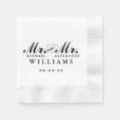 Elegant Mr. and Mr. Black Custom Wedding Monogram Serviette (Vorderseite)