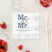 Elegant Mr. and Mr. Navy Gray Wedding Monogram Serviette (Beispiel)