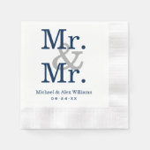 Elegant Mr. and Mr. Navy Gray Wedding Monogram Serviette (Vorderseite)