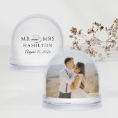 Elegant Mr and Mrs Black Wedding Monogram Photo Schneekugeln