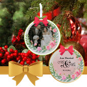 Elegant Mr. and Mrs Blush Pink Blume Wedding Keramik Ornament