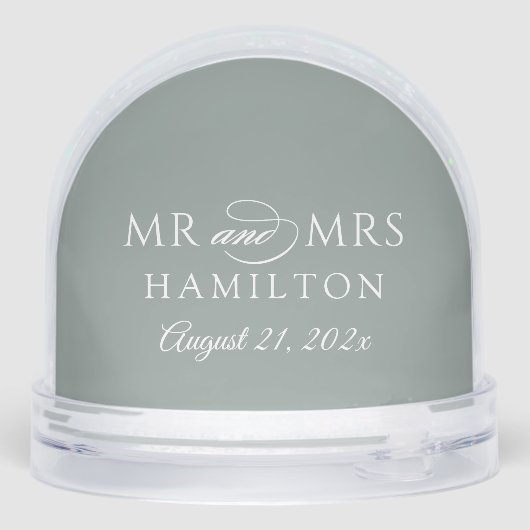 Elegant Mr and Mrs Wedding Monogram Photo Schneekugeln (Rückseite)