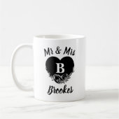 Elegant Mr. Letter B Heart Wedding Vielen Dank Kaffeetasse (Links)
