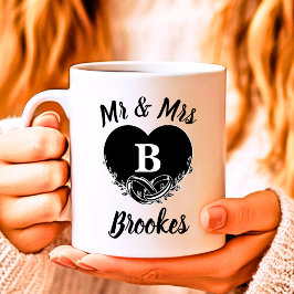 Elegant Mr. Letter B Heart Wedding Vielen Dank Kaffeetasse