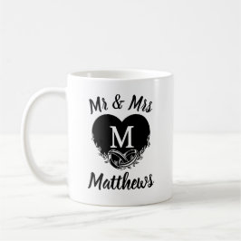 Elegant Mr. Letter M Heart Wedding Vielen Dank Kaffeetasse
