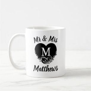 Elegant Mr. Letter M Heart Wedding Vielen Dank Kaffeetasse