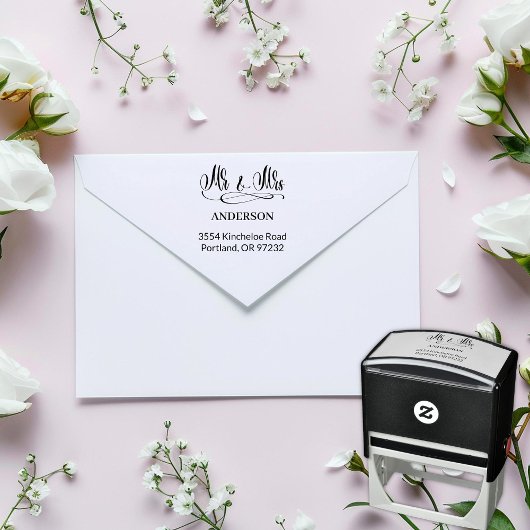 Elegant Mr. & Mrs. - Calligraphie mit Serif Schrif Permastempel
