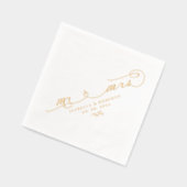 Elegant Mr. & Mrs. Calligraphy Script Wedding Gold Servietten Mit Folie (Links)