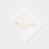 Elegant Mr. & Mrs. Calligraphy Script Wedding Gold Servietten Mit Folie (Rechts)