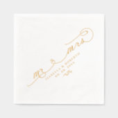 Elegant Mr. & Mrs. Calligraphy Script Wedding Gold Servietten Mit Folie (Vorderseite)