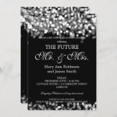 Elegant Mr. Mrs. Couples Dusche Silver Lights Einladung (Vorne/Hinten)