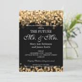 Elegant Mr. Mrs. Couples Duwer Gold Lights Einladung (Stehend Vorderseite)
