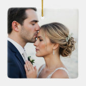 Elegant Mr. & Mrs. Custom Wedding Photo Monogram  Keramikornament (Rückseite)