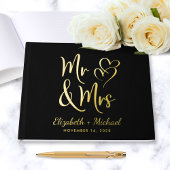 Elegant Mr. Mrs. Foto Black Wedding Gästebuch