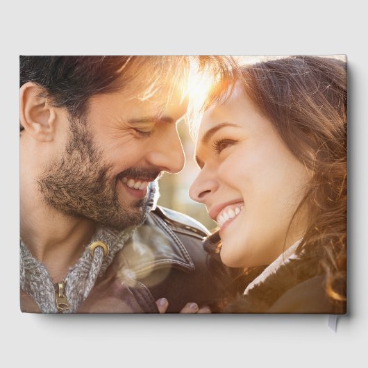 Elegant Mr. Mrs. Foto Blue Wedding Gästebuch (Rückseite)