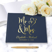 Elegant Mr. Mrs. Foto Blue Wedding Gästebuch