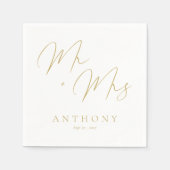 Elegant Mr. & Mrs. Gold Script Custom Wedding Serviette (Vorderseite)