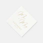 Elegant Mr. & Mrs. Gold Script Custom Wedding Serviette (Ecke)