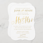 Elegant Mr. & Mrs. Gold Typografy Wedding Einladun Einladung (Vorne/Hinten)