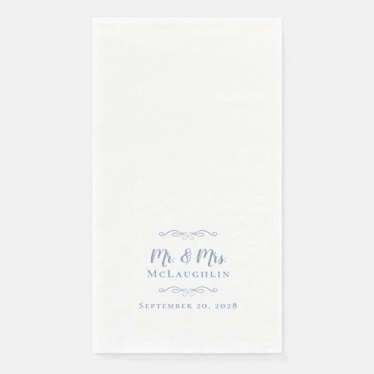 Elegant Mr & Mrs Modern Wedding Chic Dusty Blue Serviette (Vorderseite)