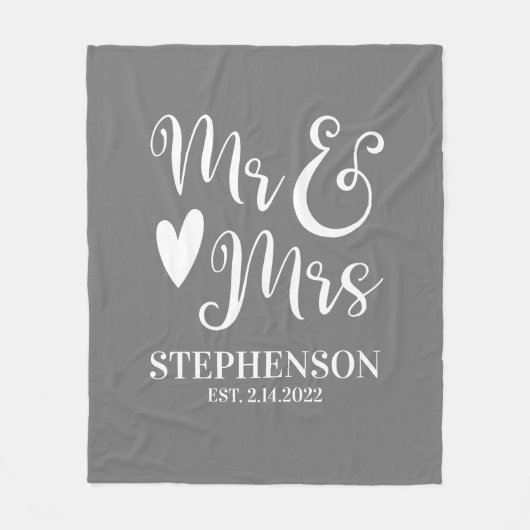 Elegant Mr. Mrs. Script Couples Wedding Fleecedecke (Vorderseite)